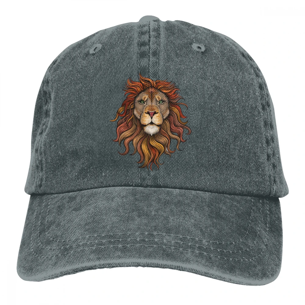 Лев Лео Casquette черный унисекс Мужские Женские деним бейсболка с ремешком Кепки регулируемые клюшки для гольфа шляпа для папы
