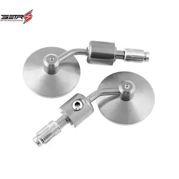 

Silver And Black 1 Pair 7/8" Motorcycle Rearview Mirror Round Handlebar Bar End Rear View Mirrors Bike Motorbike Side Mirror