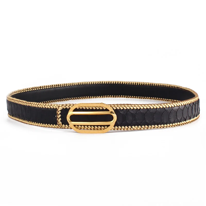 McParko Python Genuine Leather Belt Men Braided Hiphop Gothic Mens Belts Leather For Jeans Luxury Snake skin Belt Waist Straps