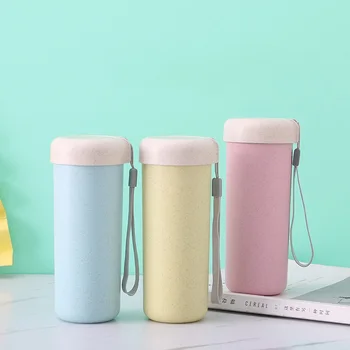 

Super Nice Color Kids Portable Bottle Wheat Straw Water Cups Outdoor Travel Mug Safe Bottles Droppings