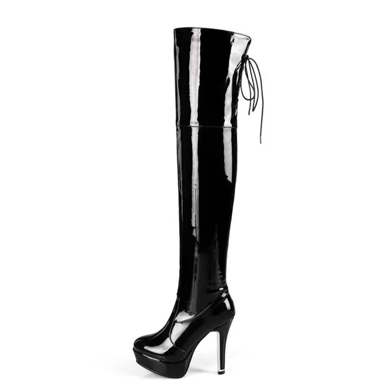 Новая обувь высокого качества с рисунком Bottes Модные женские ботфорты туфли-лодочки на каблуке 12 см женские ботинки с круглым носком американские размеры 3-16, 17