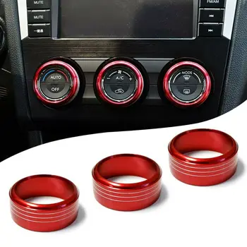 

3pcs Knob Covers Aluminum Red Climate Control Knob Ring Cover Replaces