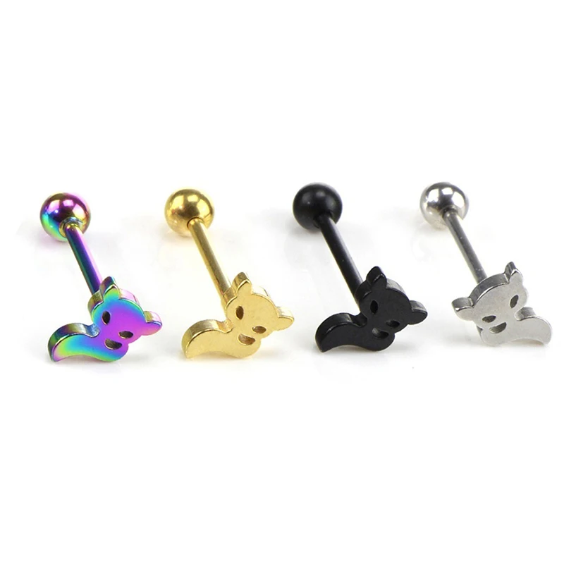 Leaves Anchor Cross Tongue Piercing Langue Fox Tongue Rings Stainless Steel Nipple Ring Helix Barbell Body Jewelry Piercing Jewelry Body Piercing Jewelry Body Jewelry Ear Piercing Jewelry Body Piercing Earrings 1pc