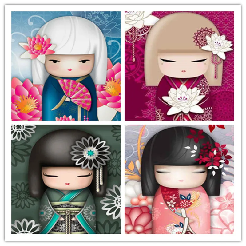 

DIY Full Diamond embroidery Cross stitch Cartoon NEW Diamond Kimono Girl Decor Home Picture Christmas gift