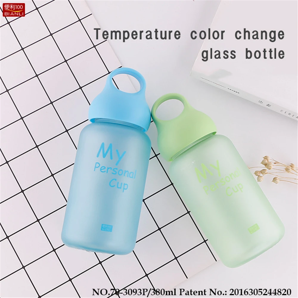 

Perceived temperature change color glass water bottle 380ML sealed leak-proof single layer student cute creative water bottles