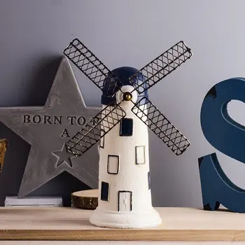 

Retro Dutch Windmill Ornaments Home Ornament Resin Crafts Home Living Room TV Cabinet Decoration Accessories Gift