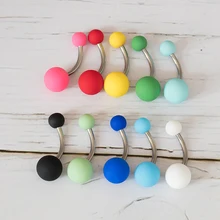 10-50 pçs matte bola barriga piercing colorido umbigo anel barra de aço inoxidável botão da barriga anéis parafuso prisioneiro feminino sexy corpo jóias 14g