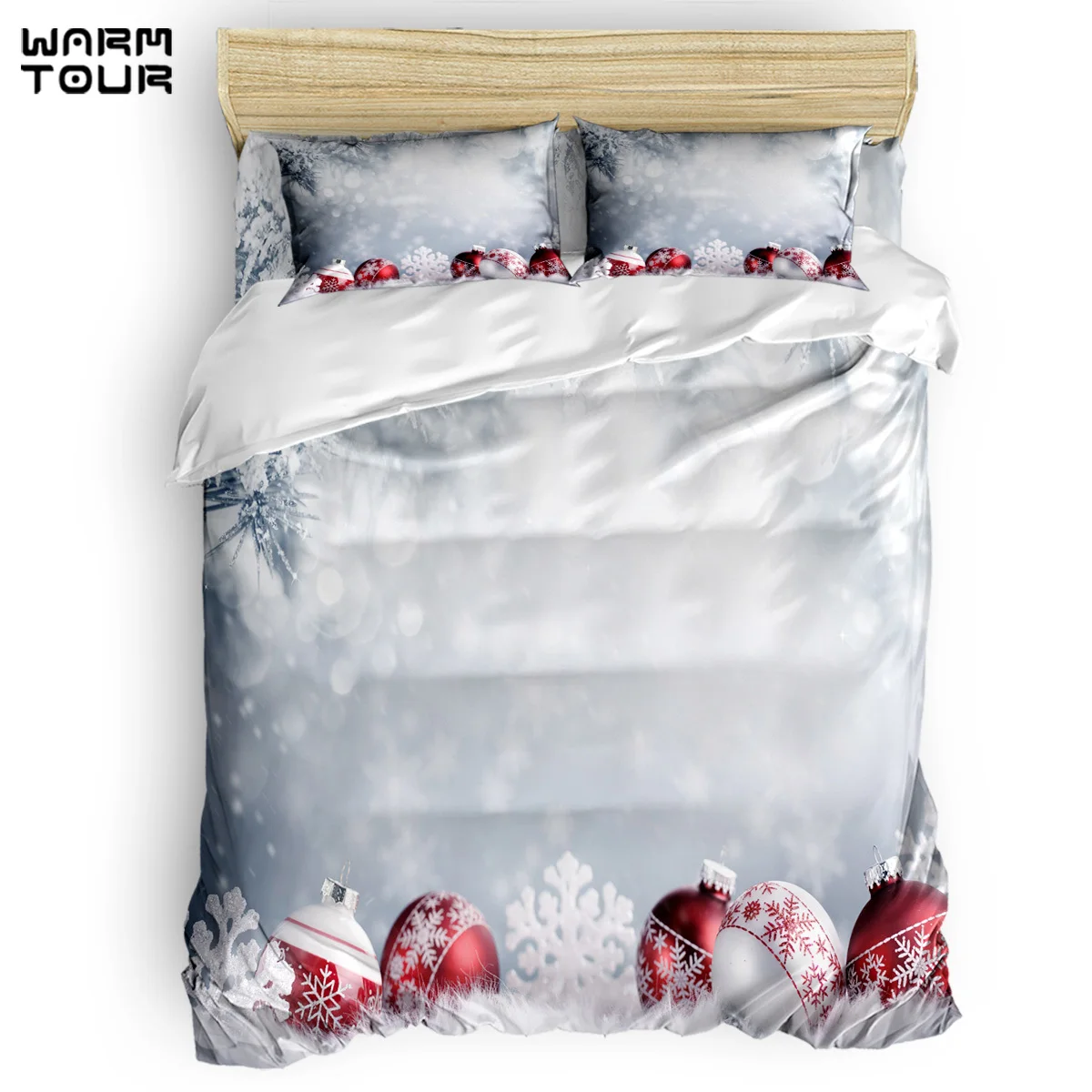 WARMTOUR пододеяльник Ледяной Мир Счастливого Рождества свет пододеяльник набор 4 комплект постельного белья для кровати