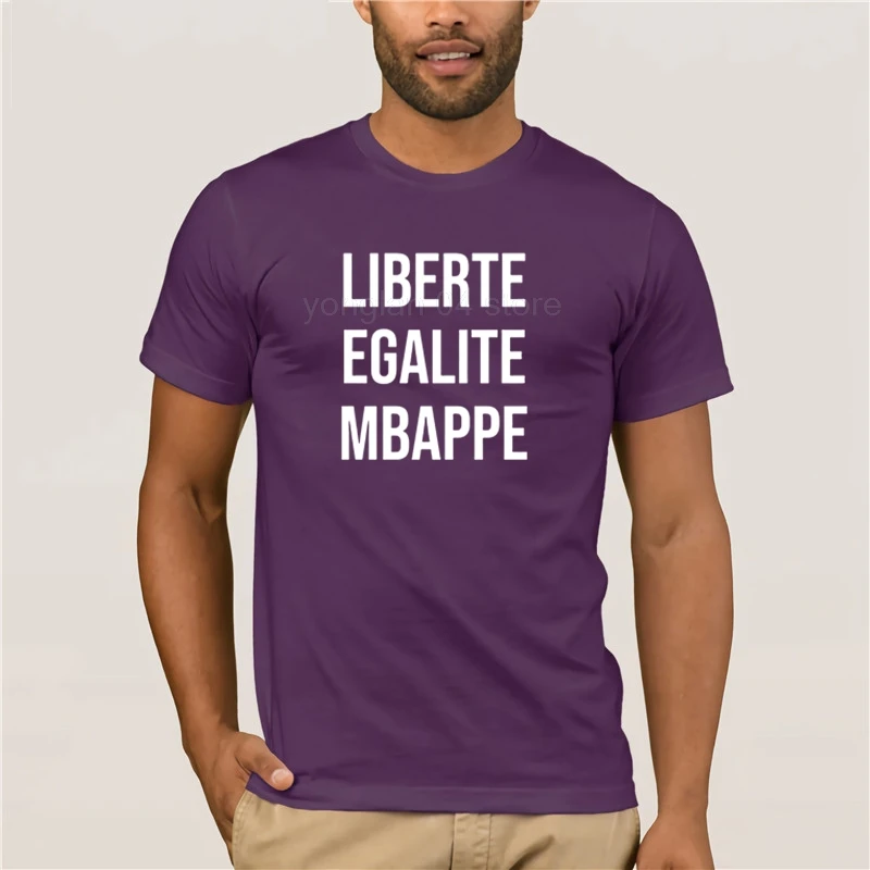 purple Fashion Men T shirt summer personality Cotton LIBERTE EGALITE MBAPPE SOCCER FRANCE T SHIRT - Цвет: purple