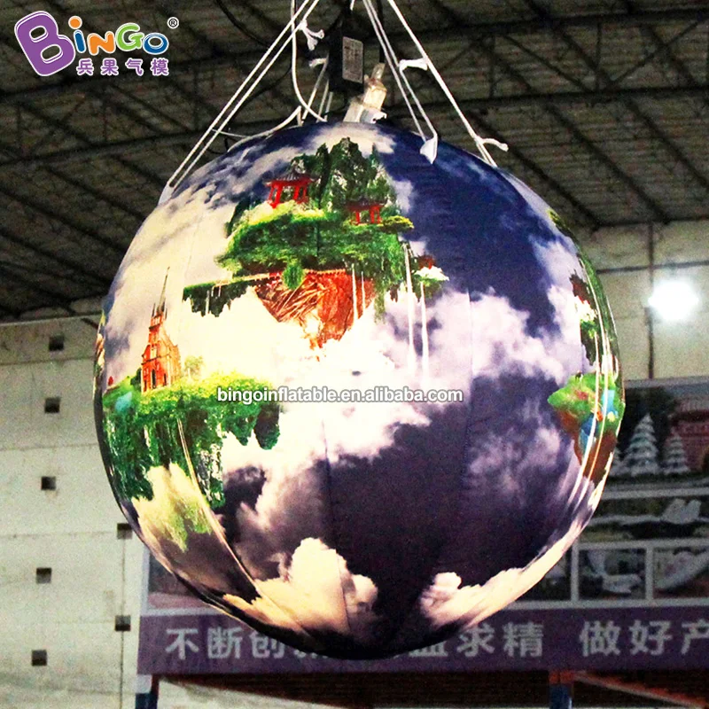 Fancy design 1m diameter LED light inflatable castle in the sky model with hanging inflatable model for display toys