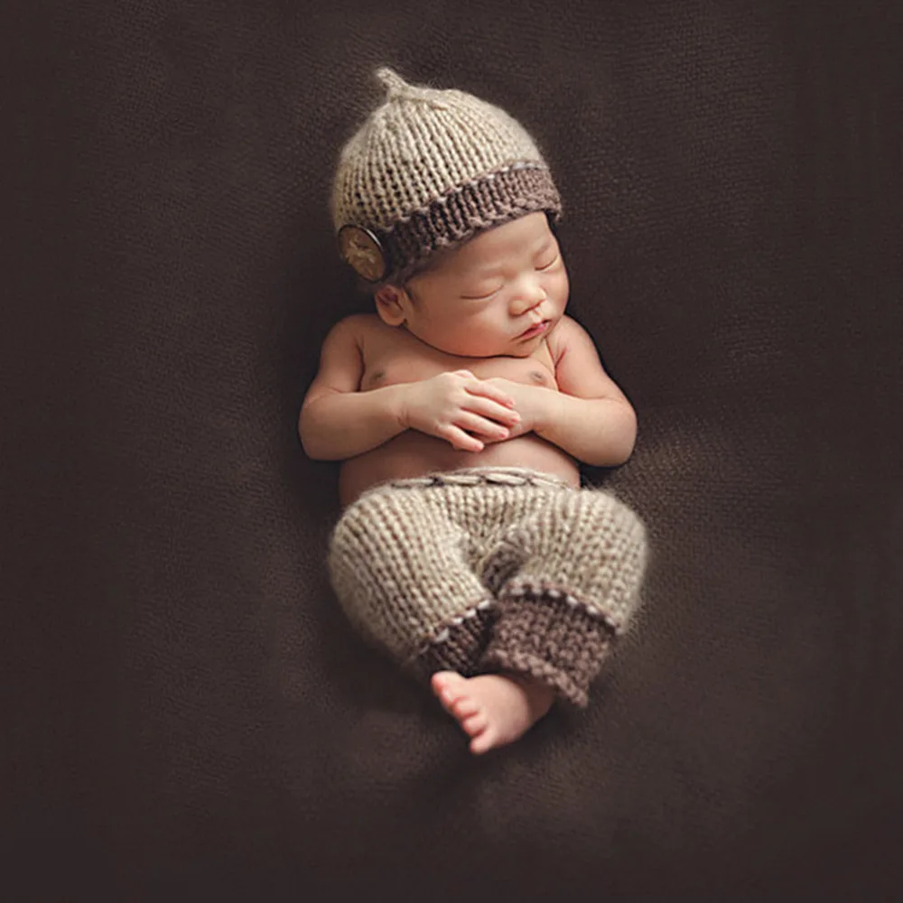 Newborn Baby Cute Crochet Knit Christmas Hat Photography Prop Santa Claus Infant Boys Girls Costume Outfits Dropshipping