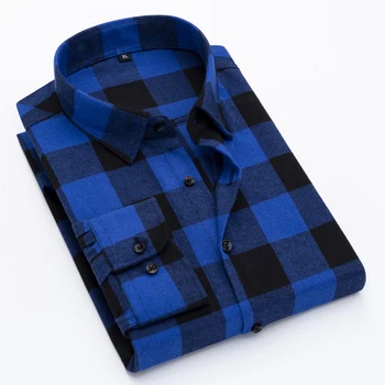 

2020 New Plaid Shirts Men Casual Fashion Long- Sleeved Slim Fit Shirt Mens High Quality Korean Tops Male Clothing 4XL Hot Sale