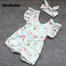 Ins/корейские Комбинезоны для маленьких девочек с цветочным принтом; Комбинезоны для маленьких девочек; летняя одежда
