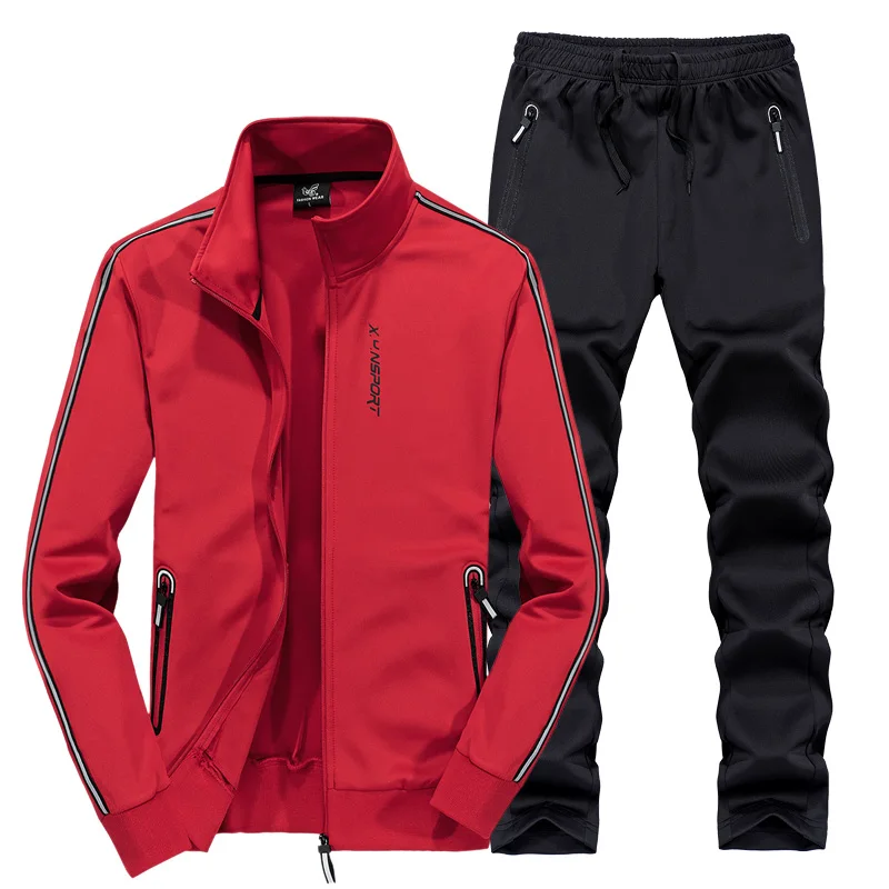 L-8XL Men Training Sportswear Running Tracksuit Man Men Sport Tracksuits Outwear Set 2 pieces Sportswear Sweat Warm Suit Men