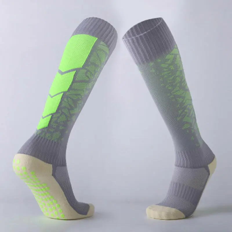 1 пара Противоскользящих спортивных носков для футбола, мужские носки, футбольные Гольфы выше колена, серые, зеленые, оранжевые, розовые