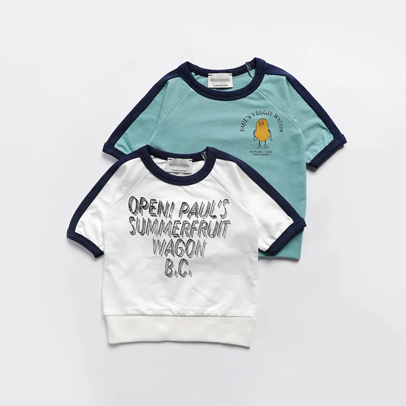 Новинка года; BOBO yuan biao; детская хлопковая футболка с короткими рукавами; детская футболка с короткими рукавами