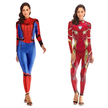 

Spiderman Halloween Cosplay Costume Marvel Iron Man Role Play Women Zentai Bodysuit Movie Avengers Superhero 3D Print Spandex
