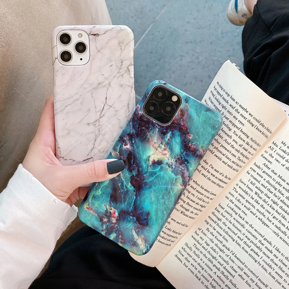 Ekoneda Hard Plastic Case For iPhone 11 Pro Max XR XS Max Case Glossy Marble For iPhone 7 7Plus 8 8Plus X XR 11 Back Cover