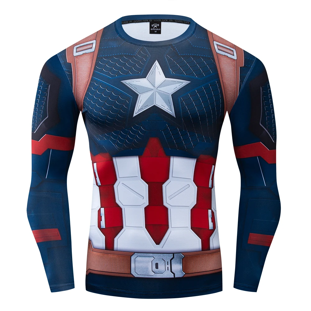 Tight-Tops T-Shirt Compression Gym Captain Finess Cosplay 3D Premium Endgame Quick-Drying