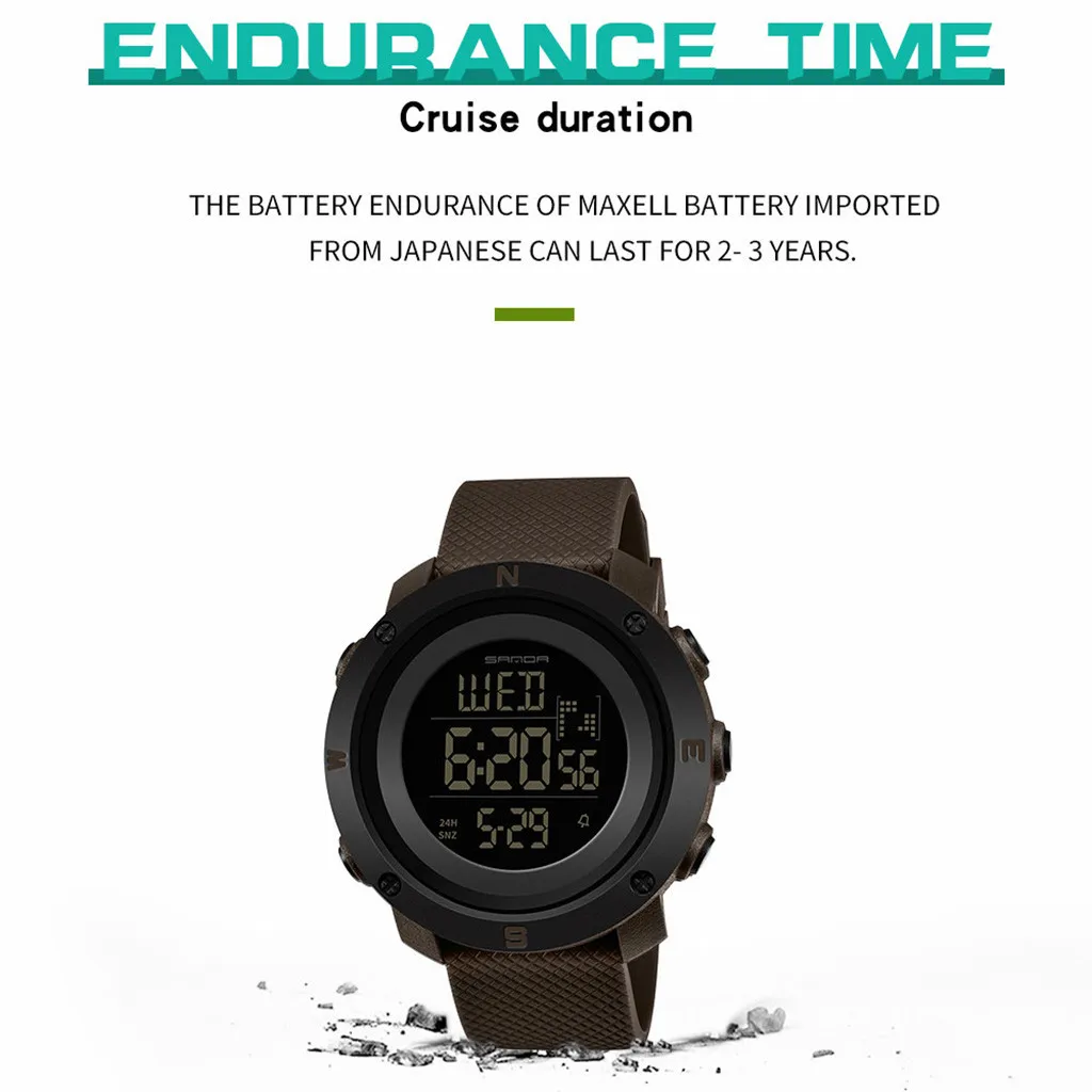 Sanda модные трендовые водонепроницаемые спортивные часы Молодежные цифровые парные часы для женщин