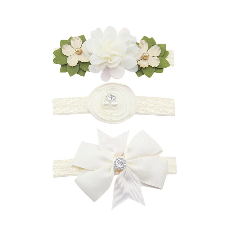 Аксессуары для волос цветок 3 шт. детская эластичная однотонная повязка на голову
