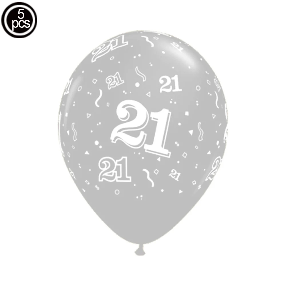 5 шт. 12 дюймов с днем рождения латексные шары золотой серебряный черный 18 21 30 40 50 лет взрослые гелиевые воздушные шары для украшения вечеринок - Цвет: 5 pcs