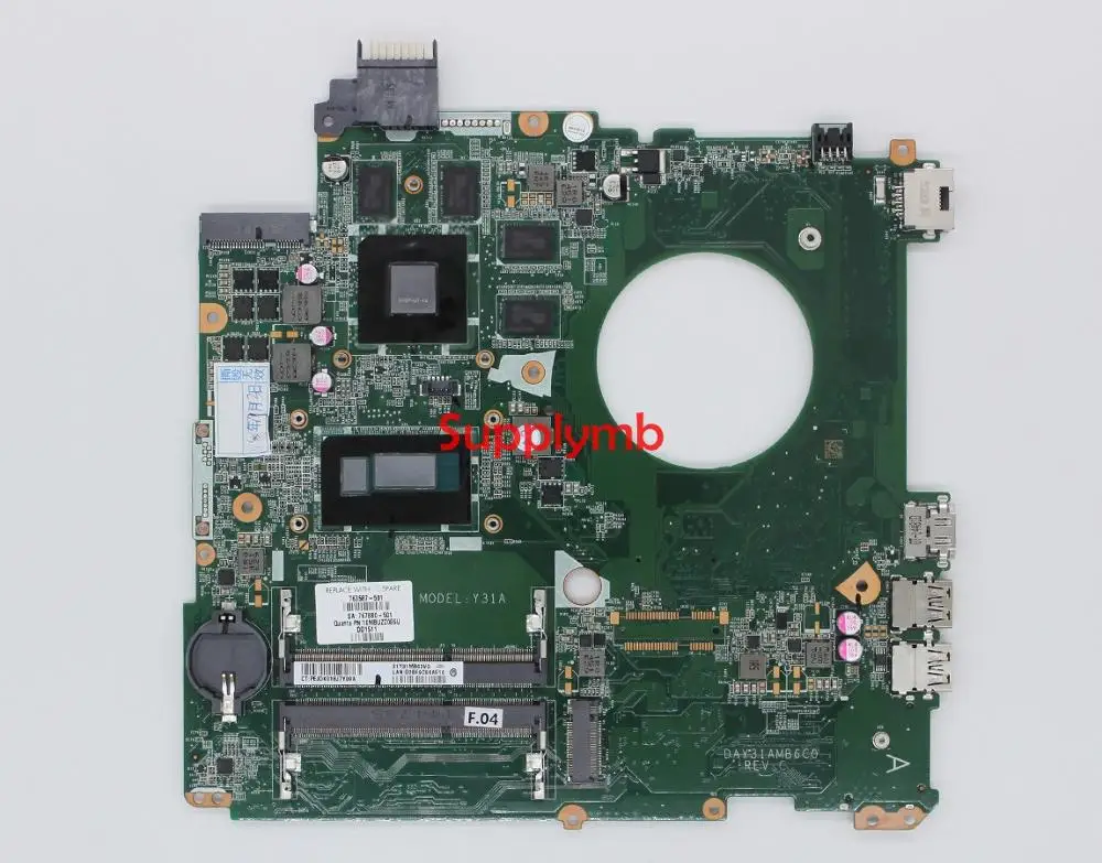 

763587-501 DAY31AMB6C0 w 850M/4GB GPU w i7-4510U Onboard for HP 15-K Series NoteBook PC Laptop Motherboard Mainboard Tested