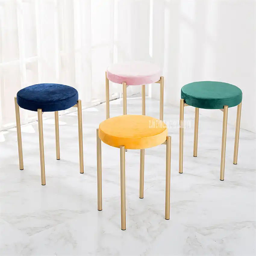 001 Simple Modern Bedroom Dressing Stool Flannelette High Rebound Sponge Vanity Chair Iron Art Makeup Stool Shoe Changing Stool Stools Ottomans Aliexpress