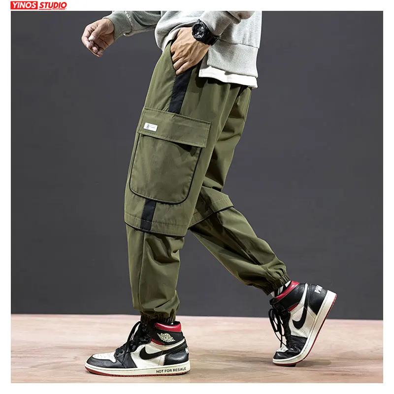 Дропшиппинг мужские уличные спортивные брюки мужские осенние однотонные повседневные Лоскутные карманные Toursers мужские японские шаровары