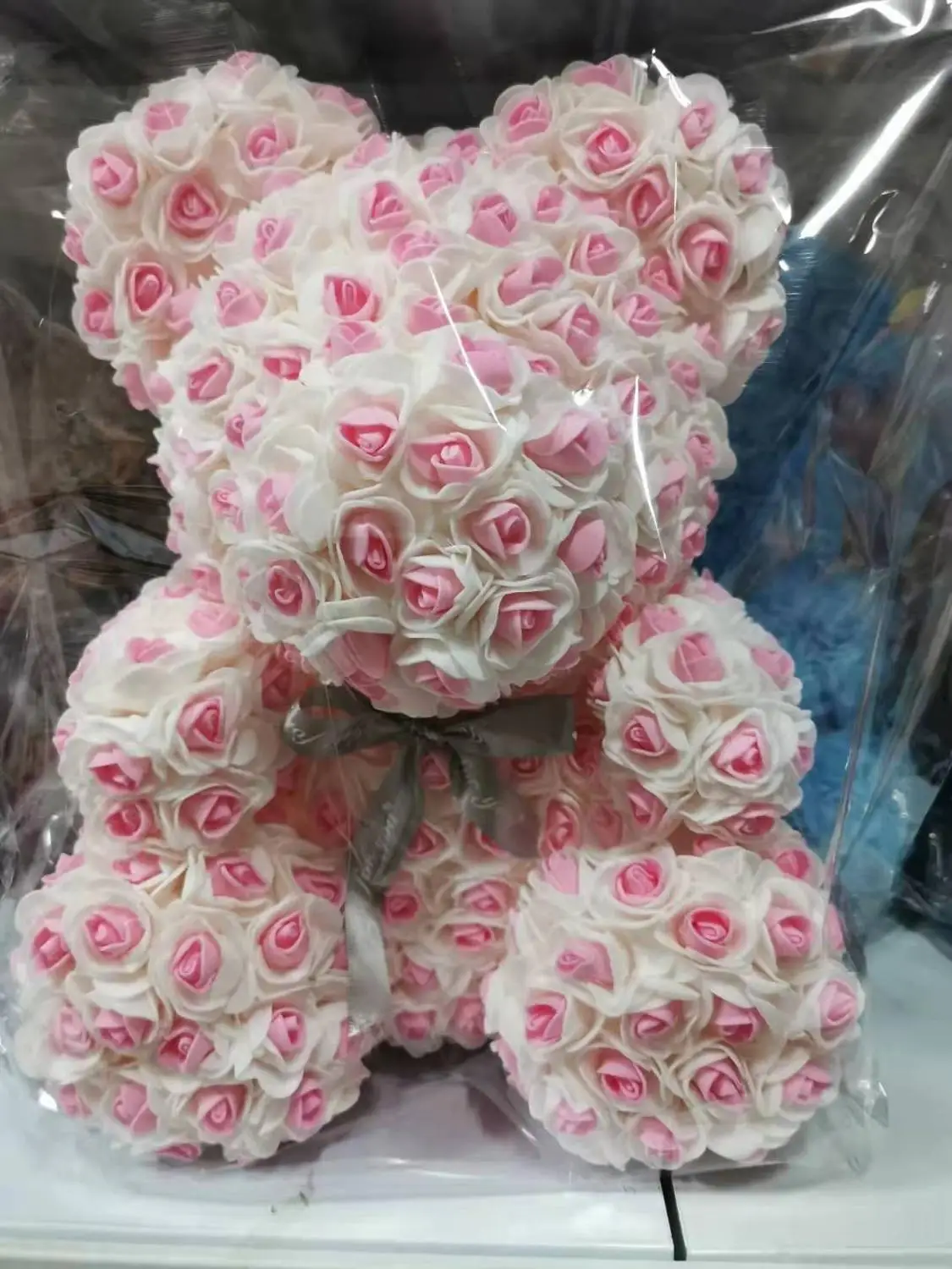 Pink2 Двухцветный плюшевый медведь Роза медведь искусственные розы Пена Розы Цветок День святого Валентина подарки День Матери - Цвет: Pink2