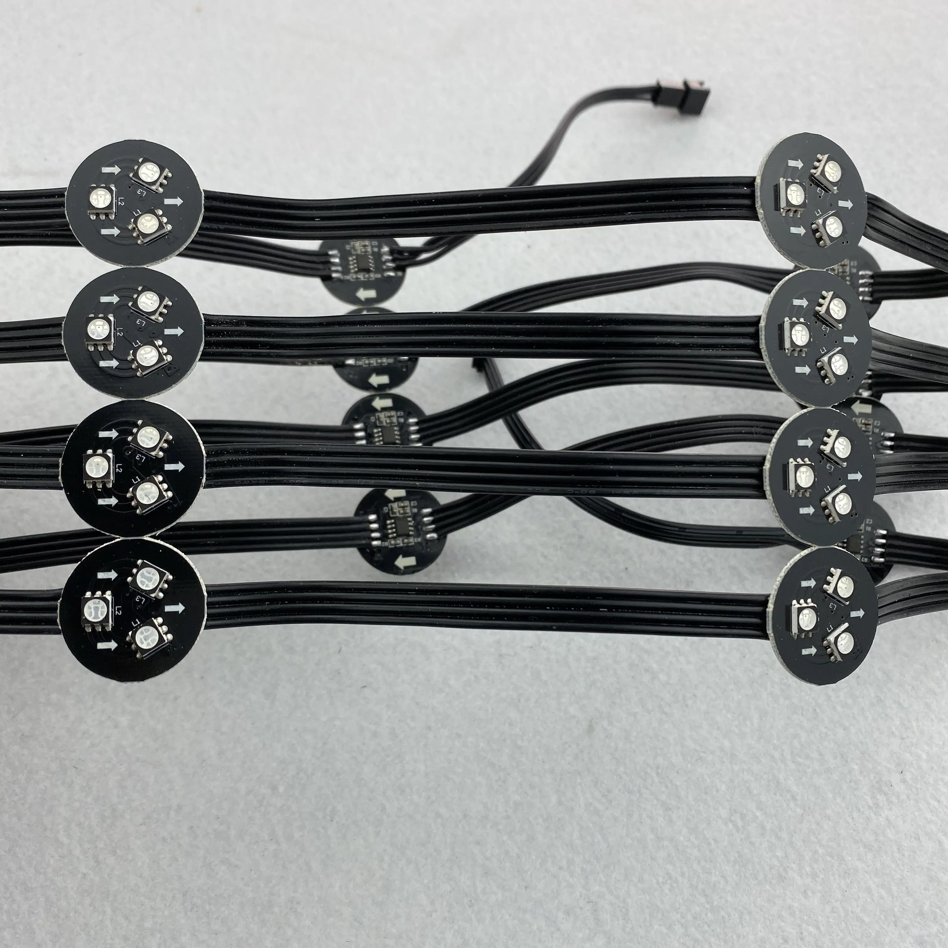 DC12V 20 Pixels/set 26mm PCBA(3LEDs/0.72W)WS2818 Addressable Pixel Light;;IP20 Black Wire Black PCB,10cm/15cm/20cm Wire Spacing