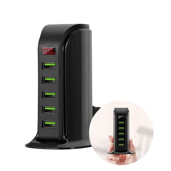 

TIOODRE 5 Port USB Plug Charging Station Dock Stand Desktop Multiple Ports Charger Convenient Fast Charging for Car