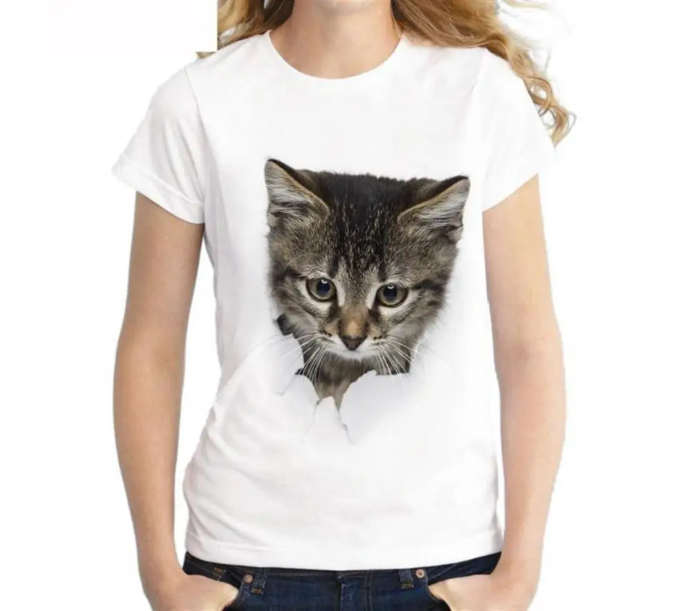 4 women 3D cute cat print T-shirt Tops Tee Summer Female T shirt Girls Short Sleeve T shirt For Women Clothing - Цвет: 4
