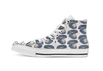 

Retro Telephone Custom Casual High Top lace-up Canvas shoes sneakers Drop shipping
