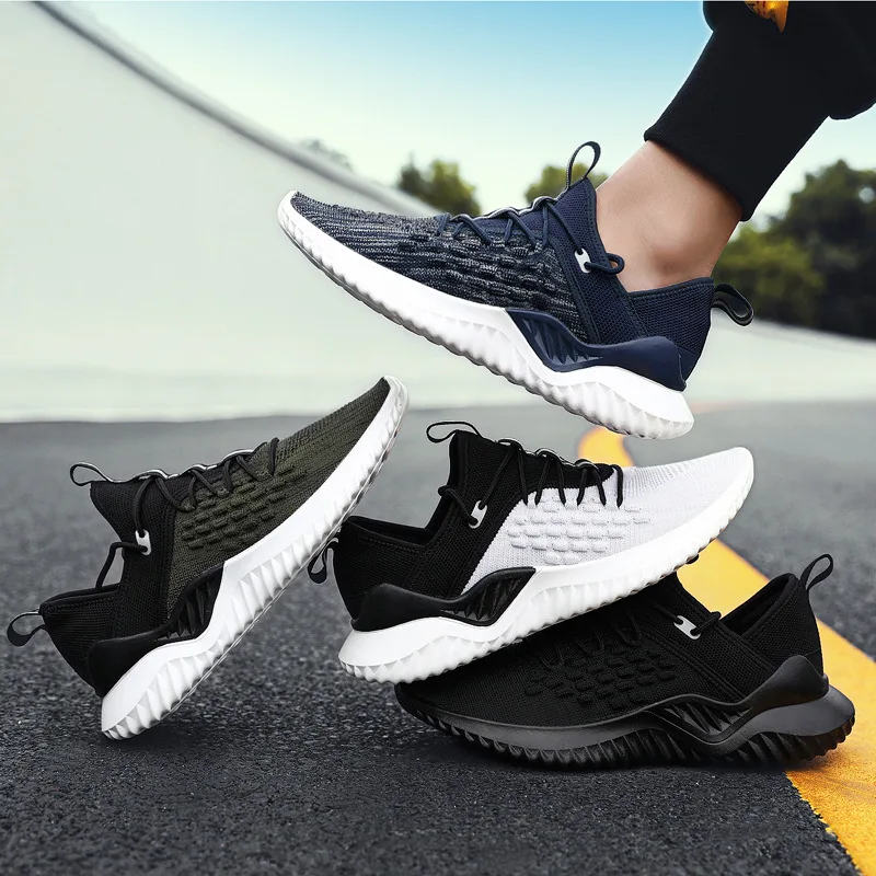 

2019 New Style Large Size Athletic Shoes Fly Netting Surface Sports Casual Running Shoes Men's Breathable Men Running Shoes