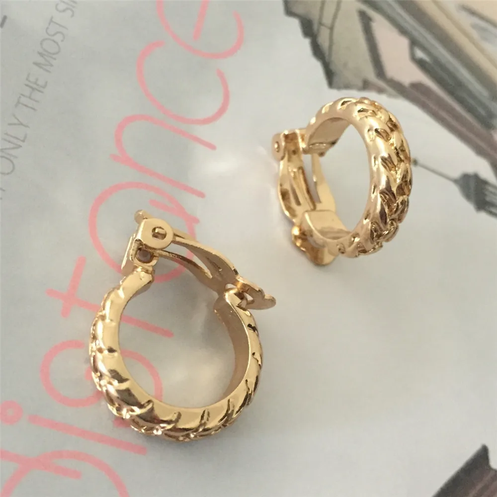 Clip Earrings Without Piercing Textured For Women Fashion Party Gift Jewelry
