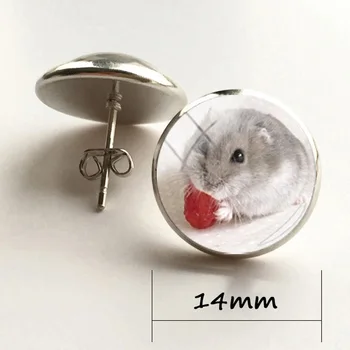

Brand Cute Sleeping Hamster small stud New Novelty Animal Best Friends Gifts For Women Jewelry