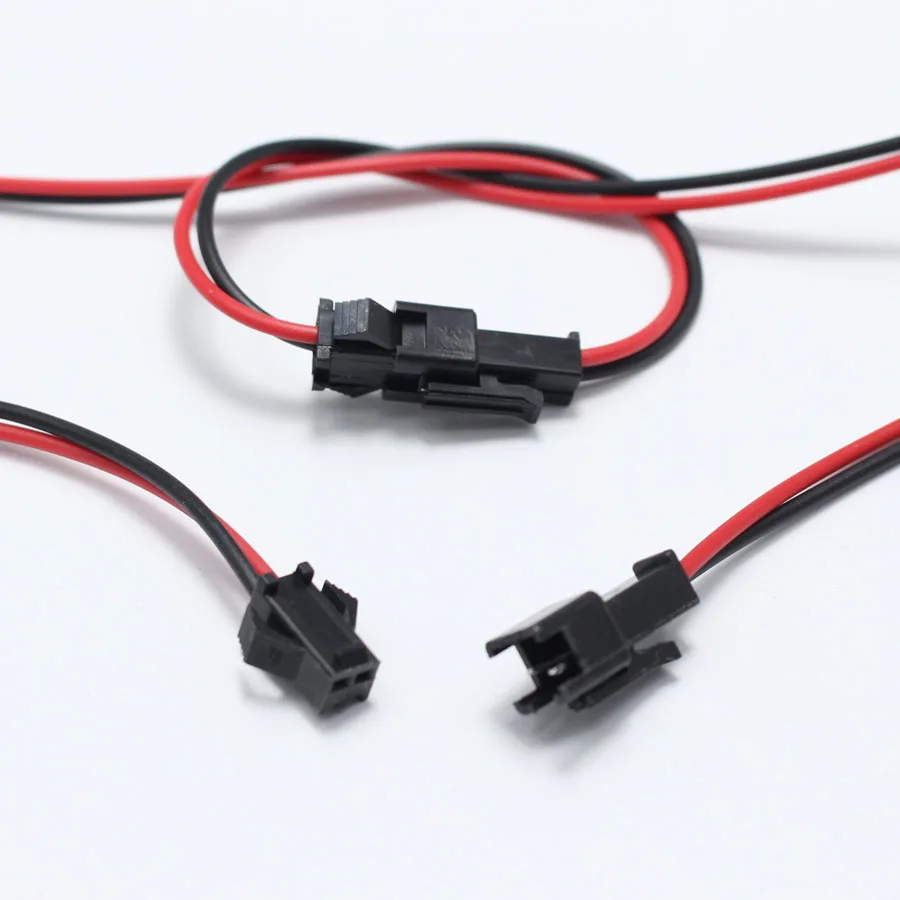 10 Connettori Elettrici JST 2 Poli 1.25 Mm - Cavo Rosso E Nero 26 AWG, Per Luci LED