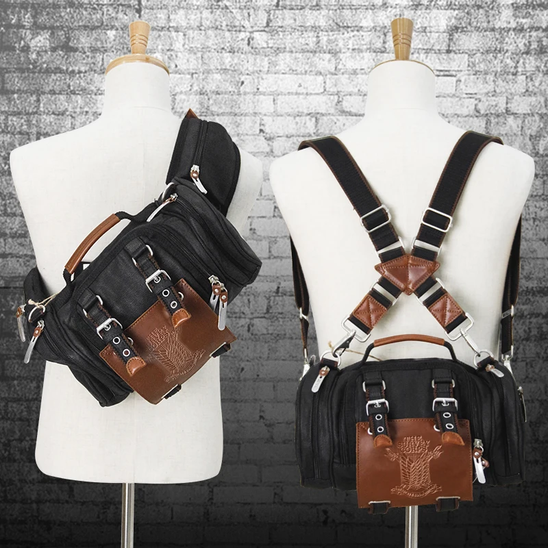 

Attack on Titan Backpack Canvas Rucksack Crossbody Shingeki no kyojin Traval Shoulder Messenger Bag Cosplay Handbag Gift