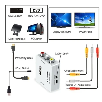 

HDMI TO AV Scaler Adapter HD Video Converter Box HDMI To RCA AV/CVSB L/R Video 1080P HDMI2AV Support NTSC PAL for Notebook