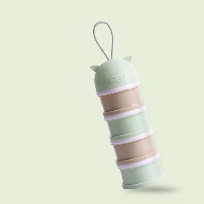 Light Green 4 слоя мультфильм портативный Новорожденный ребенок еда контейнер коробка Эфирное молоко и злаки порошка коробки младенческой Дети формула молоко Контейнер - Цвет: Light Green
