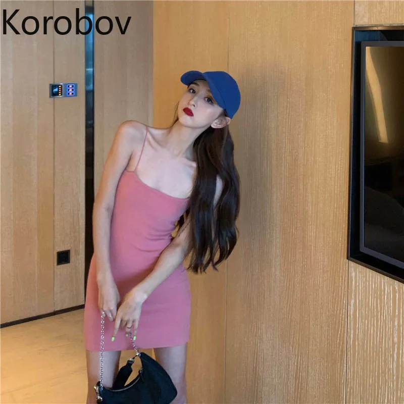 Korobov Новое поступление летнее женское платье винтажное на бретельках корейское
