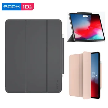 

For iPad Pro 12.9" 2018 Tablet Case ROCK PU + Super Fibers Smart Auto Sleep Magnet Tablet Charge for Apple Pencil Sleeve