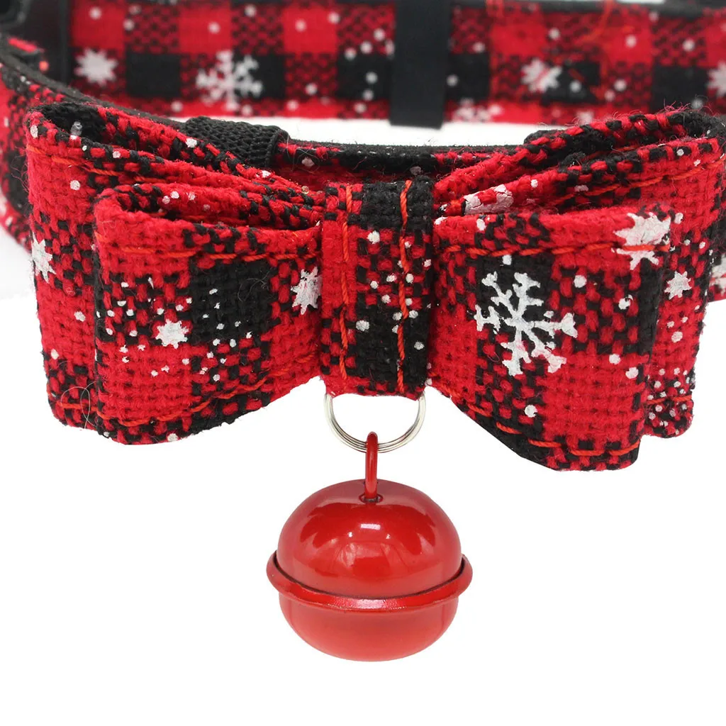 Pet Cat And Dog Necklace Popular Christmas Adjustable Printed Collar With Bell Dog Puppy Pet Cat Collars