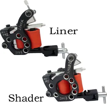 

Professional Handmade Cast Iron Tattoo Machine Gun 10 Wraps shader liner for Body Art (D035C+D036C)