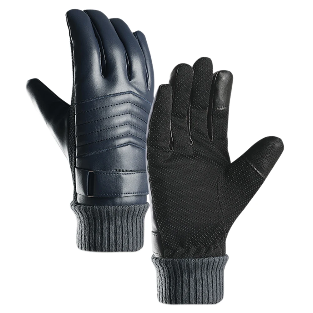 Походные уличные водонепроницаемые перчатки из искусственной кожи, нескользящие перчатки для езды на велосипеде, регулируемые зимние теплые перчатки с сенсорным экраном и наклейкой для вождения
