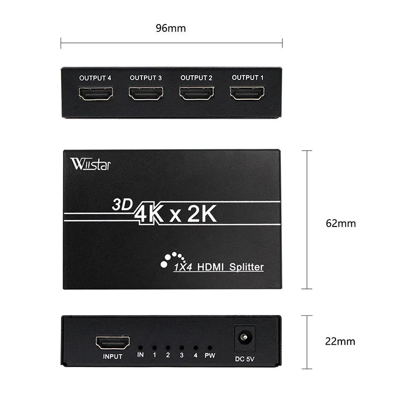 Разветвитель Wiistar HDMI 1 вход 2 Выход Переключатель 1x 2/1x4 для XBOX 360 PS4 Smart Android HDTV 4K 3D