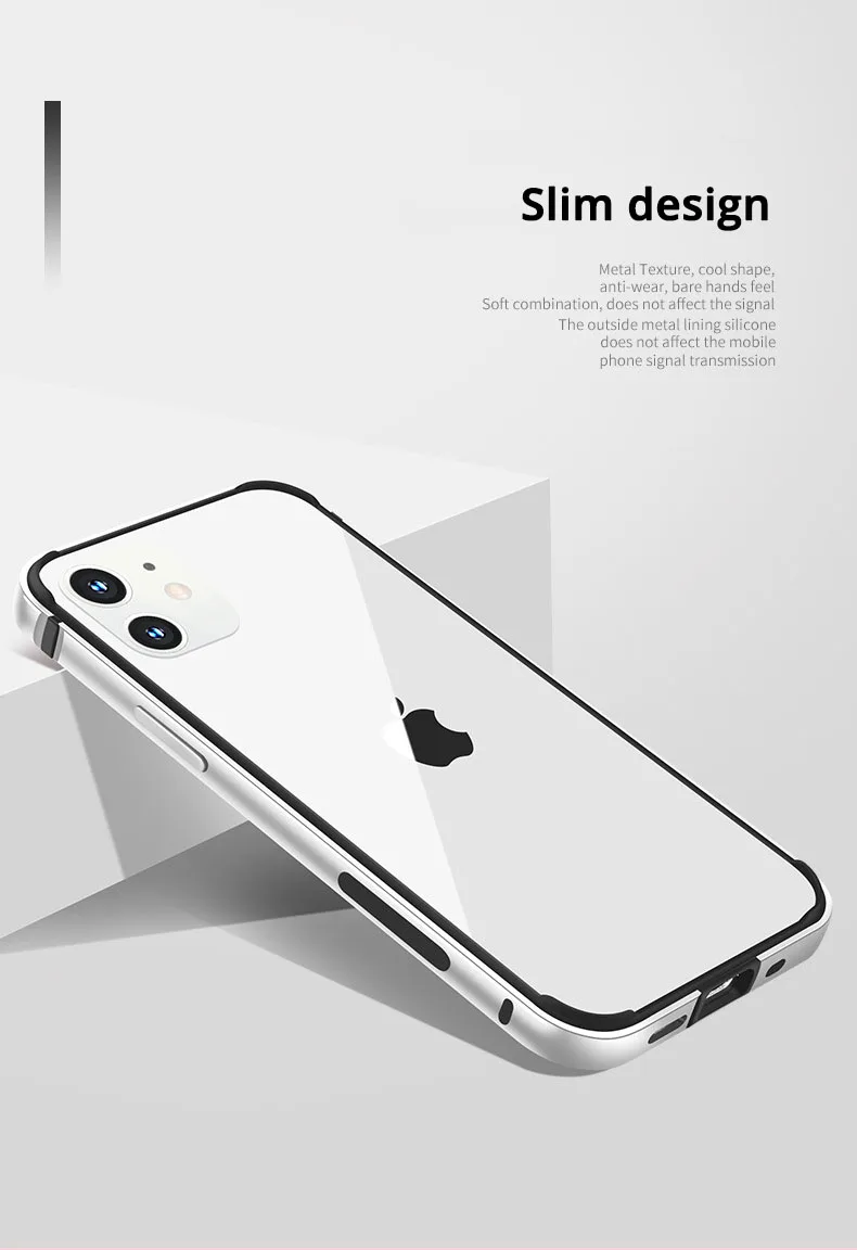 金属電話バンパーiphone 12プロアルミ薄型12電話ケースiphone 12ミニ12プロ最大カバー高級シリコン Phone Case Covers Aliexpress