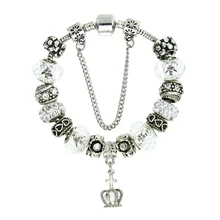 Модные ювелирные изделия браслеты, DIY браслет из сплава с бусинами, корона кулон браслет подарок на день Святого Валентина