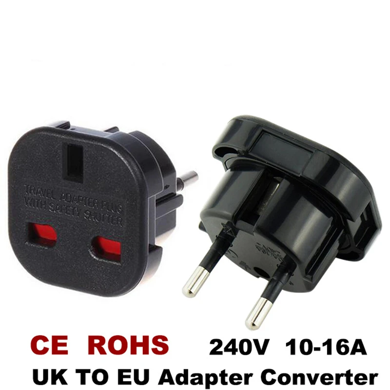 New Travel UK To EU 240V Adapters High Quality Euro Plug AC Power Charger Adapter Converter Socket Black Mayitr